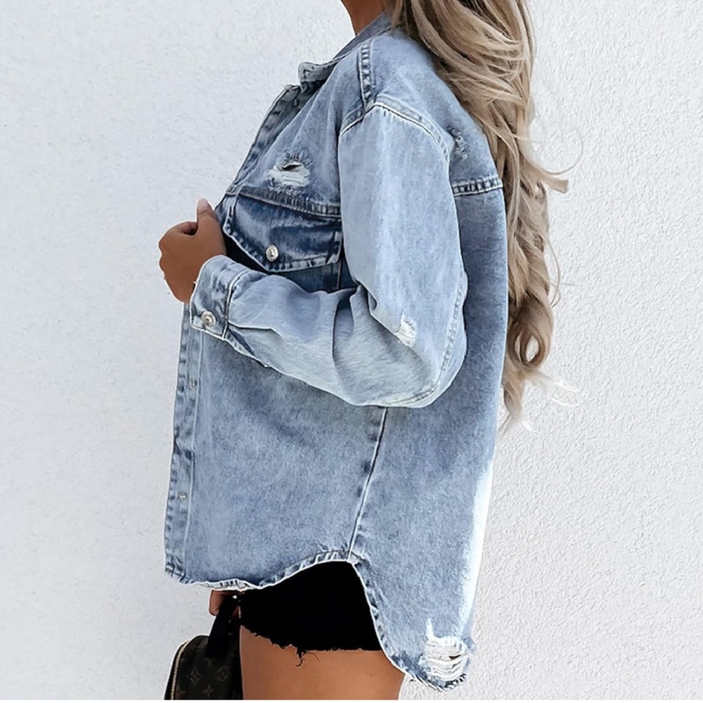 Oversized Distressed Denim Jacket